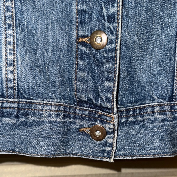 Light Distressed Denim Jacket with “Whatever” on the Back - Picture 5 of 6